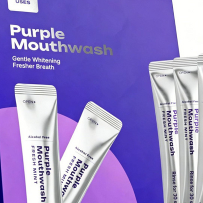 DR.DENT Purple Mouthwash - Sachets 20 Pack - Peroxide-Free - Alcohol Free - Vegan Mint