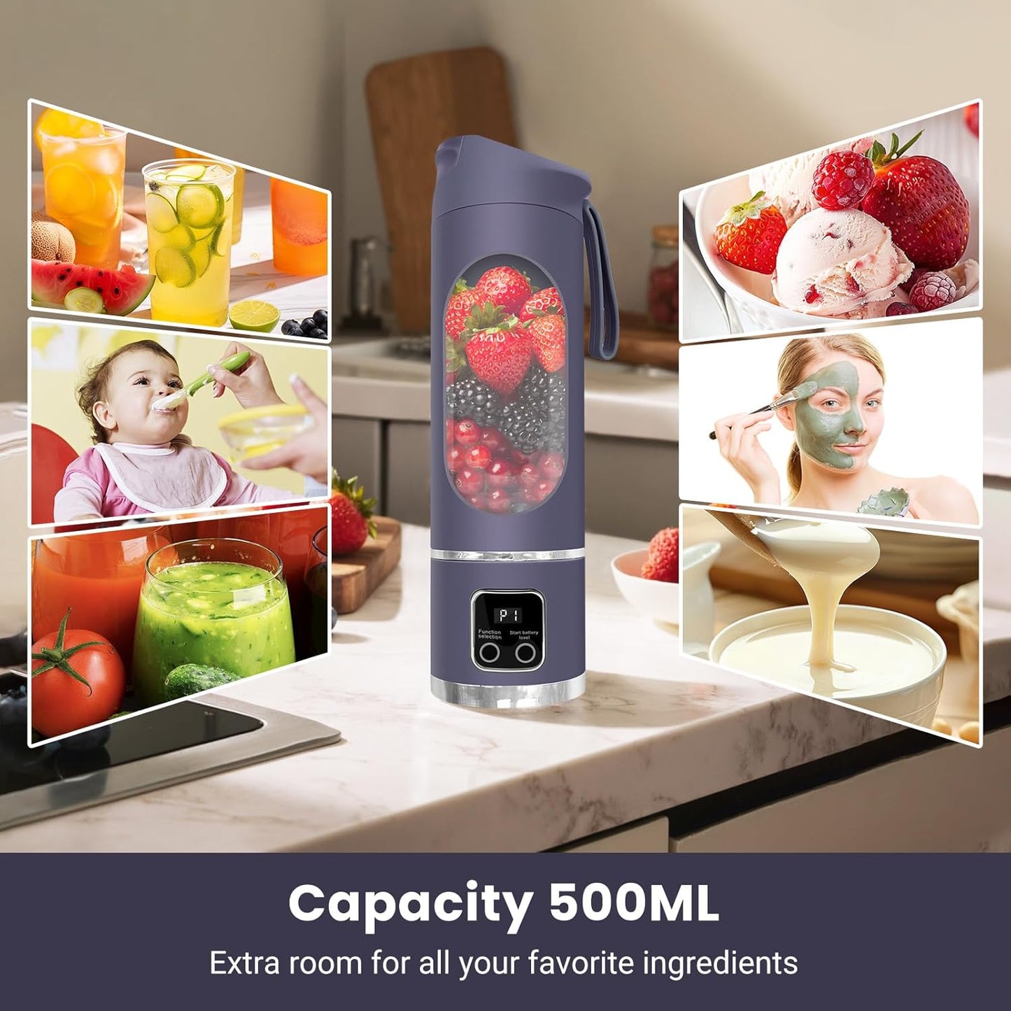 Ultimate Portable Blender! USB Rechargeable & Compact for Smoothies On-The-Go - Perfect Travel, Back To School & Gym! Leak Proof Design, Makes Shakes & Baby Food in Seconds cup juicer rechargeable mini blender vegetable