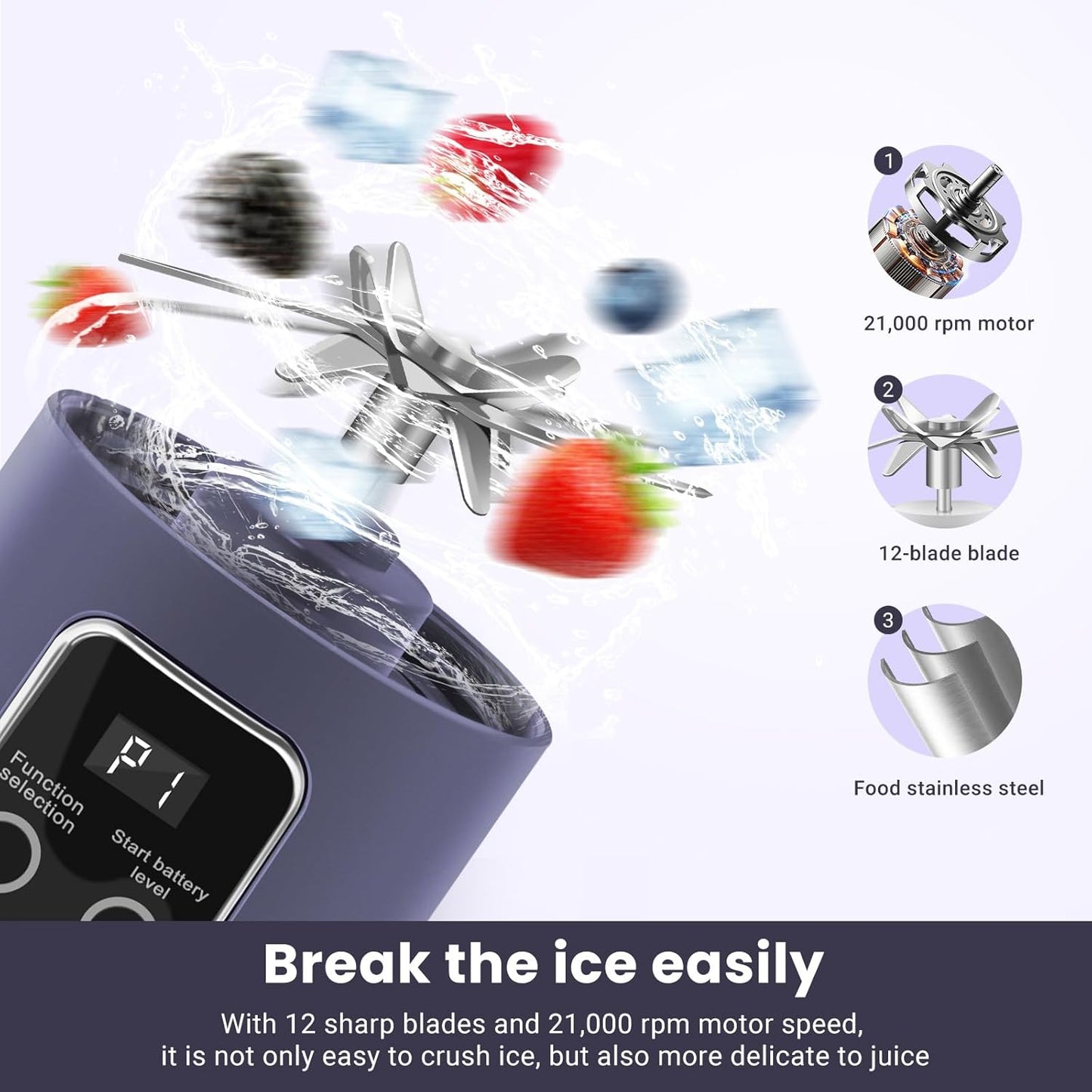 Ultimate Portable Blender! USB Rechargeable & Compact for Smoothies On-The-Go - Perfect Travel, Back To School & Gym! Leak Proof Design, Makes Shakes & Baby Food in Seconds cup juicer rechargeable mini blender vegetable