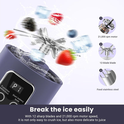 Ultimate Portable Blender! USB Rechargeable & Compact for Smoothies On-The-Go - Perfect Travel, Back To School & Gym! Leak Proof Design, Makes Shakes & Baby Food in Seconds cup juicer rechargeable mini blender vegetable