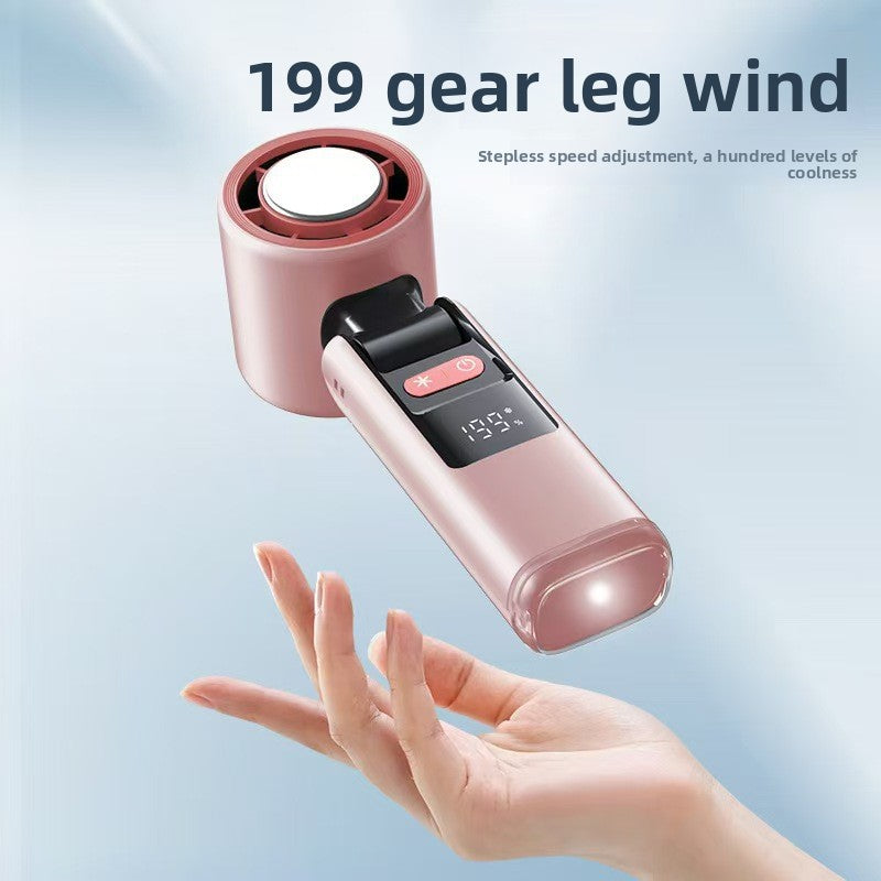 Digital Display Foldable Handheld Fan with Turbo Cooling