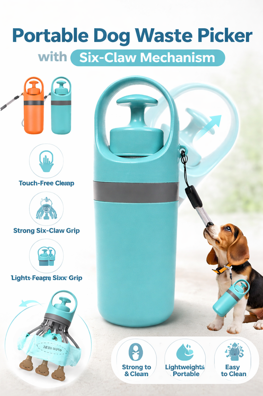 Portable Dog Waste Picker with Six-Claw Mechanism