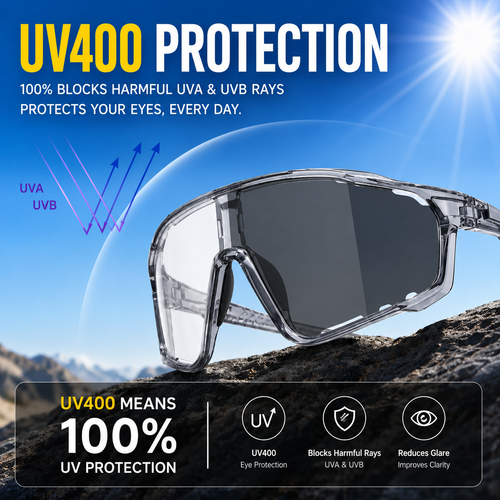 UV 400 Photochromic Polarized Safety Glasses