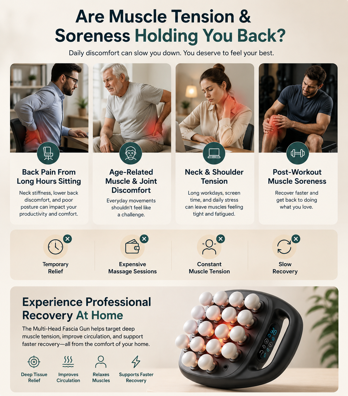 Multi-Head Deep Tissue Recovery Massager