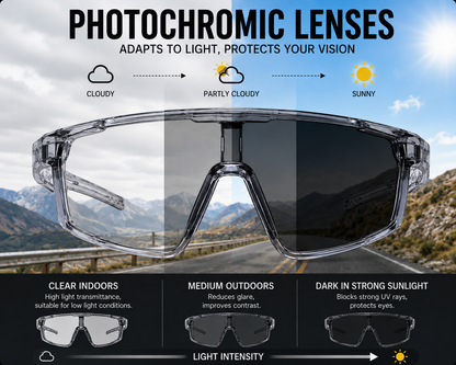 UV 400 Photochromic Polarized Safety Glasses