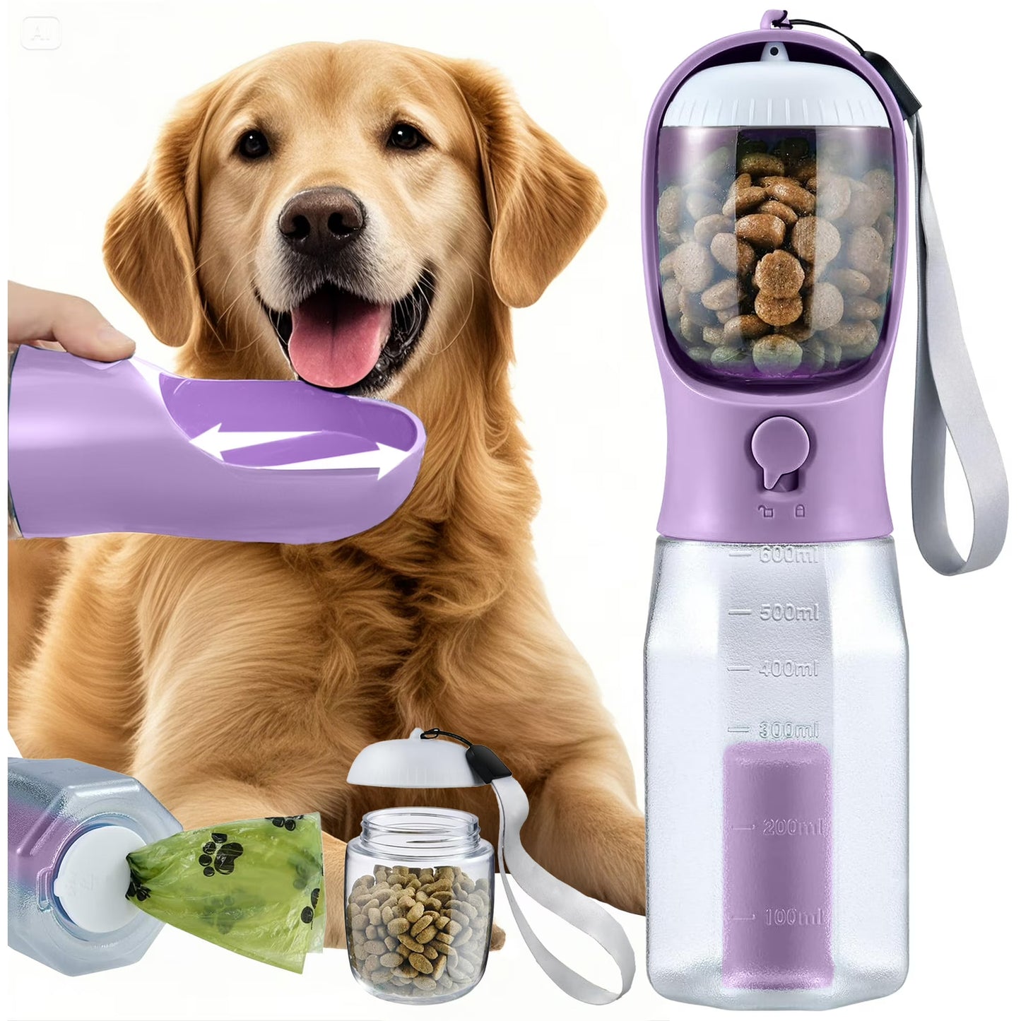 PawFlow™ 3-in-1 Travel Bottle