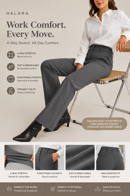 Terra Flex DayStretch High Waisted Pocket Straight Leg Work Pants